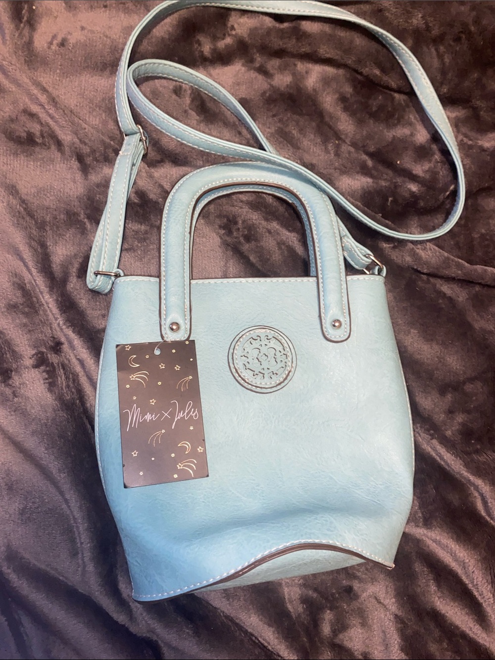 Light Blue Mini Crossbody Tote with Dual Handles - Mimi x Jules